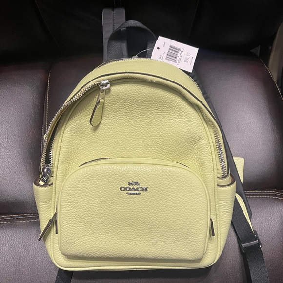 Coach Handbags - Coach Lemon Yellow Pebbled Leather Mini Backpack